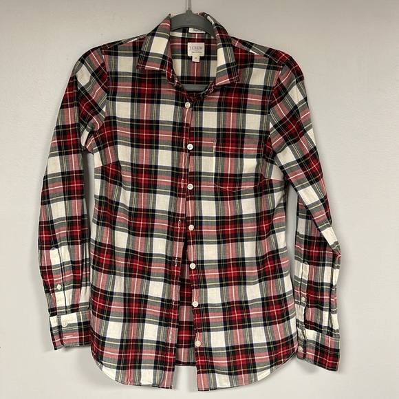 J.Crew 'Perfect Fit' Blue Red Plaid Cotton Button Down Long Sleeve Shirt, XS - Picture 1 of 7